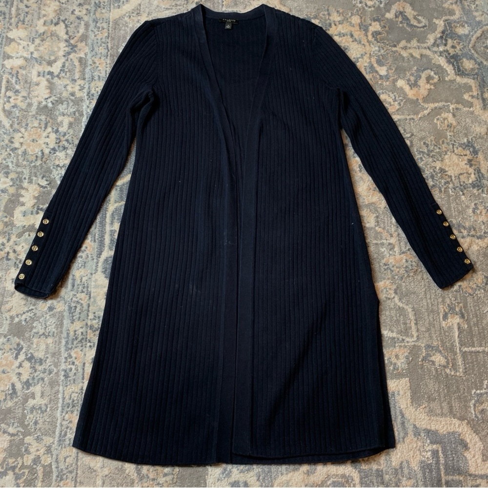 Talbots Navy and Gold Long Sleeve Sweater Cardigan